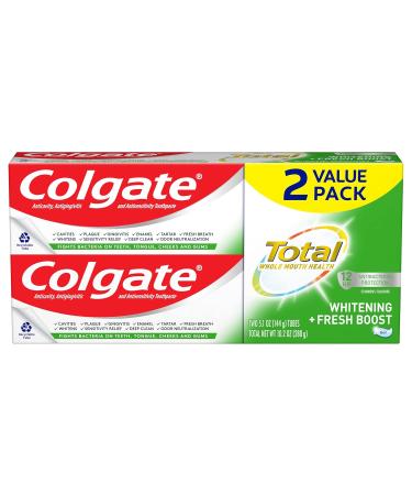 Colgate Total Whitening + Fresh Boost Toothpaste - Mint Flavor 5.1 oz Tube 2 Pack | International Shipping Available - Buy Online on GoSupps.com
