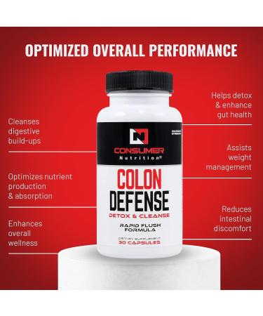 Digestive Supplements - Colon Cleanse Detox for Optimal Gut Health | Cascara Sagrada Senna Leaf & Psyllium Husk | 30 Capsule Bowel Cleanse - Buy Online on GoSupps.com