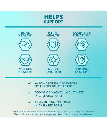 BioEmblem Magnesium Glycinate with Zinc - 300mg Chelated Magnesium Supplement - High Absorption Vegan Non-GMO 2-in-1 Complex - Immune Support Muscles Nerves - 90 Capsules - Buy Online on GoSupps.com