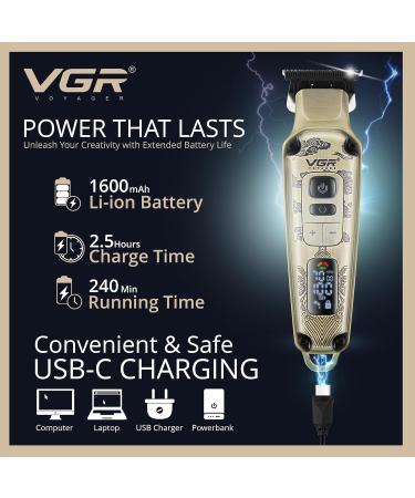 VGR Electric Beard Trimmer for Men - Rechargeable USB 240 min Battery - Ceramic Blades - 7000 RPM - Cordless Hair Clippers - Professional Grooming for Face Stubble Neck Sideburns Moustache - Buy Online on GoSupps.com