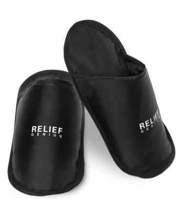 Relief Genius Foot Ice Pack Slippers For Hot & Cold Therapy Pain Relief - Our Feet Ice Packs Are Great For Heel Toe And Foot Pain - Heated Slippers For Plantar Fasciitis - One Size Fits All - 2 Pack
