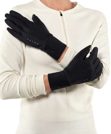 Falke Unisex Brushed gloves Warm touchscreen-compatible thumb and index finger with reflectors for mild to cold temperatures fast-drying breathable functional material 1 pair of L-XL black (black 3000))