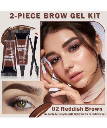 CAHIUYOA 2PCS Tinted Brow Gel Kit - Reddish Brown Eyebrow Gel & Mascara for Thickening | Natural Eyebrow Makeup with Brushes - Buy Online on GoSupps.com