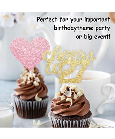 18pcs Gold Pink Glitter Dessert Cupcake Pick for Straight Outta 1997 Cheer to 27 Years Old Theme Decor Supplies Happy 27th Birthday Party Decoration - Buy Online on GoSupps.com
