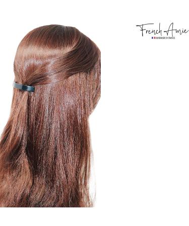 French Amie Curved Black Small 2.5 Celluloid Acetate Handmade Hair Clip with Golden Clasp - Buy Online on GoSupps.com