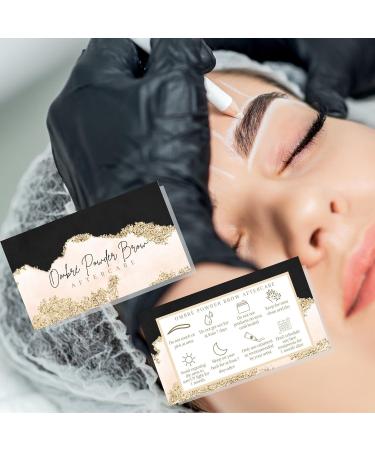 Ombre Powder Brow Aftercare Cards 50 Pack | Brow Artist Supplies for Clients | Snatched Brows - Black Pink Gold Design | 2x3.5 inch Business Card Size - Buy Online on GoSupps.com