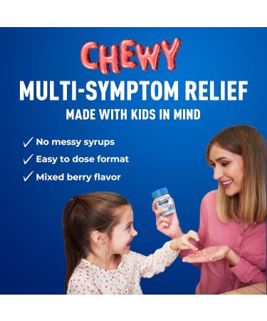 Mucinex Children's Mighty Chews Cold and Flu Medicine Easy to Dose Children's Acetaminophen & Dextromethorphan Kids Cough Medicine Ages 6+ Mixed Berry Flavor 16 Medicated Chewable Tablets Day 16 Count (Pack of 1) - Buy Online on GoSupps.com