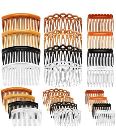24 Pieces French Hair Side Combs Set Plastic Twist Comb Hair Clip Combs Accessories for Girls Women (9 Teeth Side, 11 Teeth Side, 23 Teeth Side)