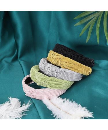 LOVNFC Pleated Knot Headbands for Women - 5pcs No Slip Fashion Turban Hair Bands - Buy Online on GoSupps.com