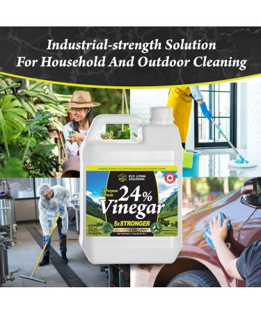 Eco Living Solutions 24% Pure Vinegar | For Home & Garden | 5X Stronger Than Vinegar | Concentrated Industrial Grade Cleaning Vinegar | Bleach Ammonia and Harmful Chemical Alternative - 1 Gallon - Buy Online on GoSupps.com