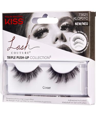 KISS Lash Couture Triple Push Up Collection 1 Pair of False Lashes Corset 3D Volume False Eyelashes Cruelty-Free Reusable includes Lash Glue - Buy Online on GoSupps.com