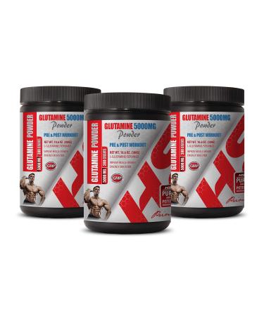 Muscle Mass Supplements for Men - PRE & Post Workout - GLUTAMINE Powder 5000MG - glutamine Supplements Powder - 3 Cans 900 Grams