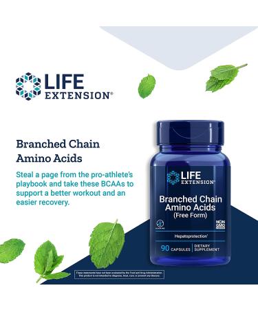 Life Extension BCAA 90 Capsules - Premium Branched Chain Amino Acids for Muscle Recovery & Performance - Buy Online on GoSupps.com