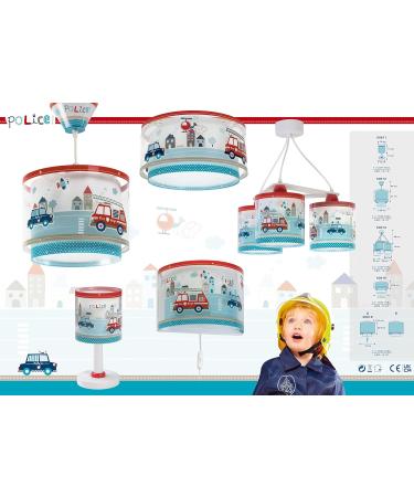 DALBER Polizeil Ceiling Light - Blue Children's Pendant Lamp for Kids' Room | 26.5 x 26.5 x 21 cm - International Shipping Available - Buy Online on GoSupps.com