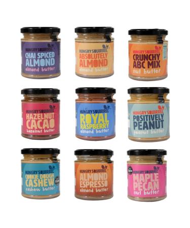 Hungry Squirrel Nut Butter Jar Pick N Mix - Choose From 9 Flavours | Chai Spiced Royal Raspberry Maple Pecan Cookie Dough Hazelnut Cacao Positively Absolutely - Pack of 2 x 180g 180 g (Pack of 2)