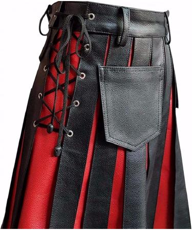 Shop Stylish Scottish Kilt for Men | Fold Rock Design Red Mini Skirt - Comfortable High Waist Streetwear | XXL Available - Buy Online on GoSupps.com
