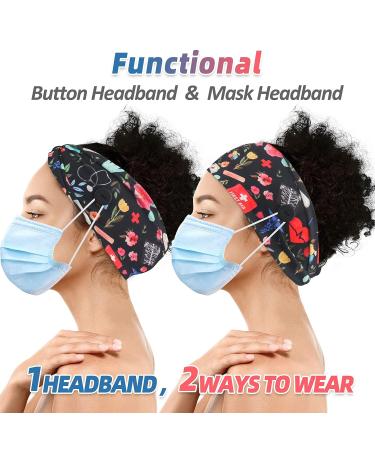 HoogaLife Non-Slip Headbands with Buttons for Masks - Set of 4 | Men's and Women's Turban Headbands for Hair and Ear Protection - Buy Online on GoSupps.com