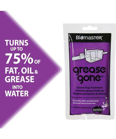 Grease Gone Grease Trap Cleaner - Dissolves Fat Oil & Grease Reduces Odors - 2 Soluble Sachets for Effective Treatment - Buy Online on GoSupps.com