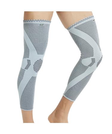 NeoTech Care Leg and Knee Support Sleeve - Bamboo Fiber Knitted Fabric - Elastic & Breathable - Medium Compression - Grey Color - Size S  M  L or XL X-Large (Pack of 1) 1