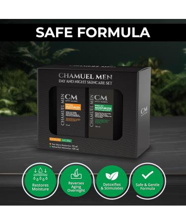 CHAMUEL MEN Day Night Skincare Set for Men Includes Anti-aging Post Shave Moisturizer + Night Moisturizer includes Retinol The Essential Kit for Day Night Skincare Organic Key Ingredients - Buy Online on GoSupps.com