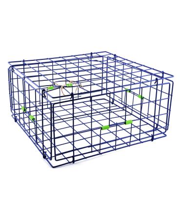 Danielson 24" Fold-Up Pacific Coast Crab Trap | Vinyl-Coated Steel Wire, Foldable, Easy Storage & Transport | 4 Entrance Doors & 2 Escape Rings | Blue