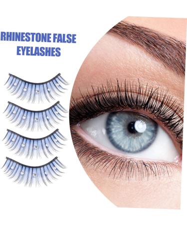 POPETPOP 5 Pairs Fake Lashes Natural False Eyelashes Rhinestone Eyelashes Diamond Lashes Blue Lashes Reusable Black Eyelashes Lashes with Color Fiber With Diamond Rhinestones - Buy Online on GoSupps.com