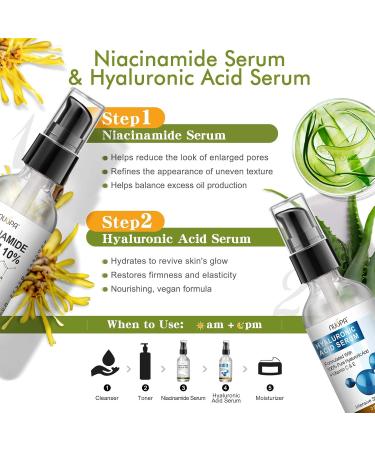 Niacinamide Serum 10% Plus Zinc 2% for Face Skin Care Vitamin B3 Facial Serum with Hyaluronic Acid for Acne Pore Reducer Treatment - Buy Online on GoSupps.com
