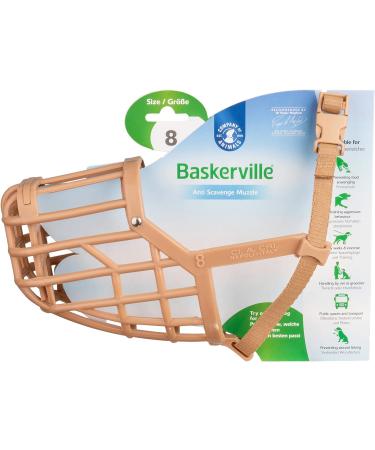 Baskerville Anti-Poison Bait Muzzle for Dogs - Size 8 | Comfortable Secure Biting Protection for Large Dogs with Long Snouts | Pant & Drink Easily - Buy Online on GoSupps.com