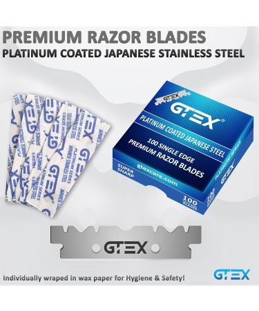 GTEX Razor Men Set - 2 Premium Razors (Yellow & Black) + 100 Blades & Leather Bag - Ultimate Shaving Experience - Buy Online on GoSupps.com