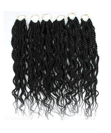 18 Inch Wavy Senegalese Twist Crochet Hair Braids - Synthetic Extension 6 Packs 1B | Curly Twist Braiding Hair with Wavy Ends - Buy Online on GoSupps.com