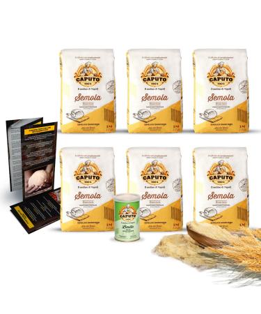 DELICRET 6x 1kg Caputo Semola + 100g Caputo dry yeast Lievito | Durum wheat semolina fine semolina + yeast