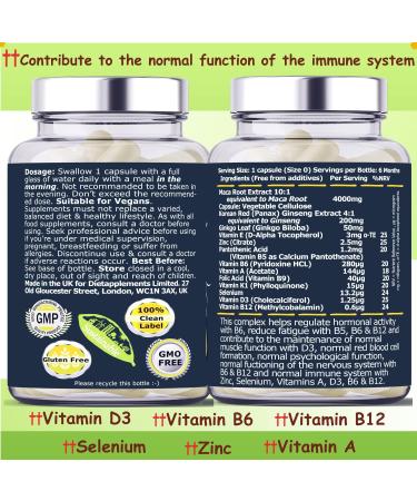 360 Capsules Maca Root & Korean Red Ginseng Complex with Ginkgo Biloba - 4256mg Vegan Formula with Zinc, Vitamins D3, E, B5, B6, B12, A, K, Folic Acid & Selenium for Immune Support & Hormonal Balance - Buy Online on GoSupps.com