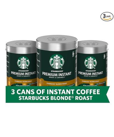 Starbucks Premium Instant Coffee  Starbucks Blonde Roast  100% Arabica  3 Tins (up to 120-cups total) - Buy Online on GoSupps.com