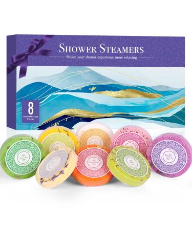 Shower Steamers Aromatherapy - 8 Pack Pure Essential Oil Shower Bombs for Home Spa Bath Self Care Essential Oil Stress Relief and Relaxation Bath Gifts for Mom Women Birthday Valentine s Day Travel