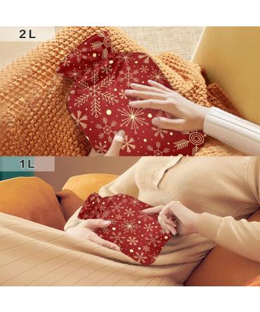 Snowflake Hot Water Bottle with Cover - Pain Relief for Women Girls & Children | 1L Eco-Friendly Hot Water Bag - Buy Online on GoSupps.com