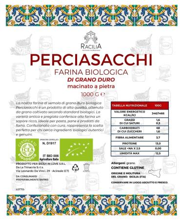 Perciasacchi Organic Hard Wheat - 100% Sicilian & Biological - High Fiber & Protein - 1 kg | International Shipping Available - Buy Online on GoSupps.com