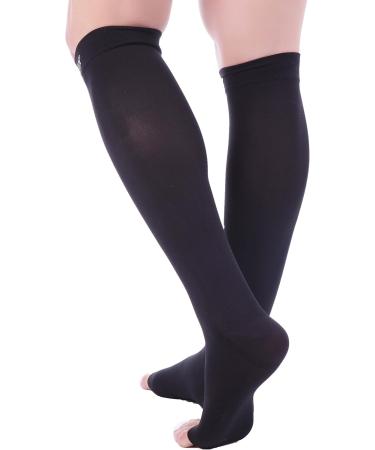 Buy Doc Miller Open Toe Compression Socks 30-40 mmHg - Toeless Medical Grade Support for Men & Women - Large Black Pair | International Shipping - Buy Online on GoSupps.com