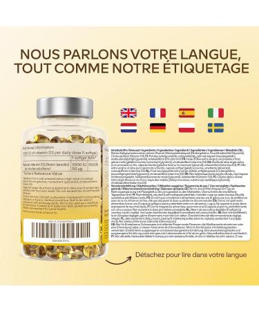 Vitamine D3 2000 UI - Vitamine D avec Huile d Olive Extra Vierge pour Absorption Optimale - Vitamines sans OGM sans Gluten et Lactose pour les Fonctions Osseuse Musculaire Immunitaire - 365 G lules - Buy Online on GoSupps.com