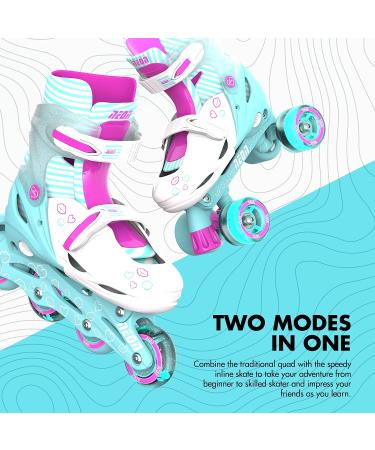 Yvolution Neon Inline Skates for Kids | Adjustable Size | Light-Up Wheels | Beginner Outdoor Skates | Boys and Girls Gift | Teal Pink 3-6 - Buy Online on GoSupps.com