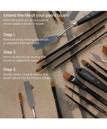 Arteza Premium Synthetic Acrylic & Oil Paint Brushes Set - 5 Brushes for Beginners and Experts | Brass Ferrules, Wooden Birch Handles | Painting Art Supplies - Buy Online on GoSupps.com