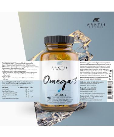 Arctic Biopharma 90x Omega 3 High-Dose Capsules | 1000 mg Fish Oil DHA & EPA | Pharmacy Quality Lab-Tested for Heart & Brain Health | 90 Capsules - Buy Online on GoSupps.com