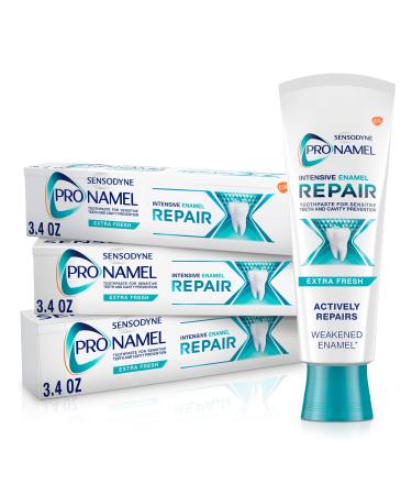 Sensodyne Pronamel Intensive Enamel Repair Toothpaste for Sensitive Teeth, to Reharden and Strengthen Enamel, Extra Fresh - 3.4 Ounces (Pack of 3) Extra Fresh 3.4 Ounce (Pack of 3)