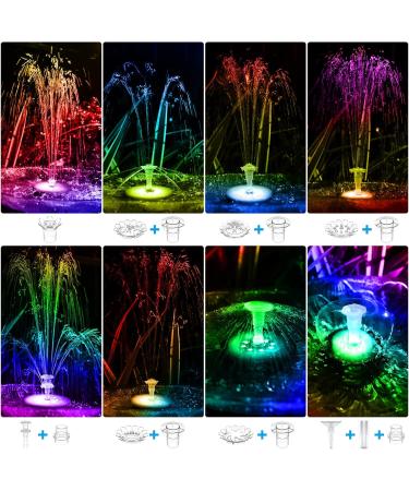 USB Floating Water Fountain Pump with 7 Nozzles - AISITIN 2.5W LED DIY Water Pump Kit for Outdoor Garden Bird Bath Pond - 15.74ft Power Cord - Transparent - Buy Online on GoSupps.com