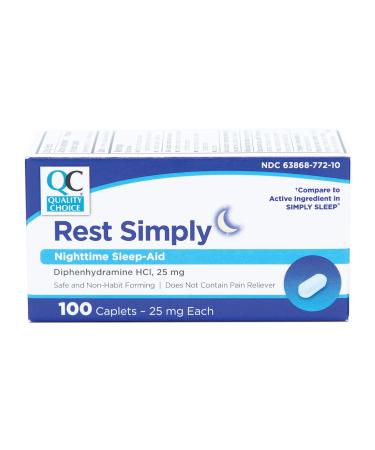 Quality Choice Rest Simply Nighttime Sleep Aid Caplets 100 Ct