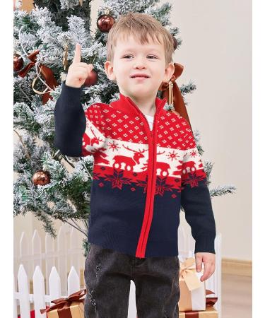 Kids Christmas Reindeer Sweater Cardigan | Boys Winter Knit Jumper 18-24 Months Navy Blue - Buy Online on GoSupps.com