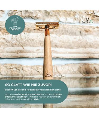 Bambuna Razor Plane Set - Sustainable Safety Razor for Men & Women | 5 Blades Bamboo Grip Plastic-Free Made in Germany + eBook - Buy Online on GoSupps.com