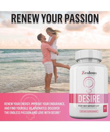 Desire Female Enhancement Pills - Natural Mood Booster for Women | Increase Energy & Vitality, Balance Hormones, PMS & Menopause Relief - 60 Caps - Buy Online on GoSupps.com