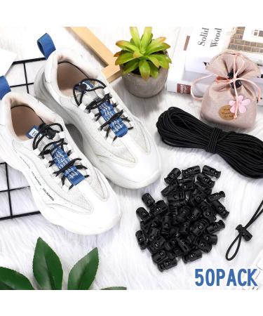 50 Pieces Cord Locks Spring Toggles Stoppers + 66 Ft Elastic Bungee Cord - Classic Style Black - Buy Online on GoSupps.com