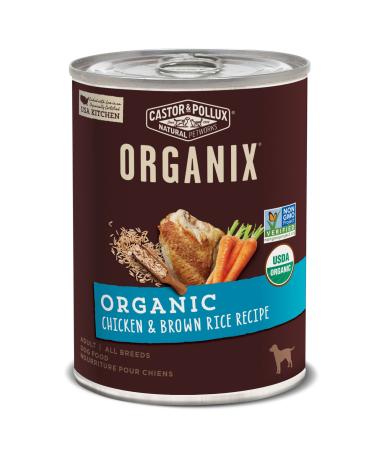Castor & Pollux Organix Canned Wet Dog Food Organic with Healthy Grains Recipe (12) 12.7 oz Cans Chicken & Brown Rice 12.7 Ounce (Pack of 12)