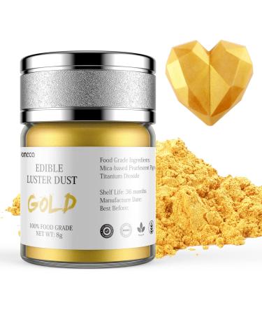 Nomeca Edible Luster Dust, 8 Grams Food Grade Gold Cake Dust Metallic Shimmer Christmas Food Coloring Powder for Cake Decorating, Baking, Fondant, Gumpaste, Chocolate, Candy, Drinks, Cookies - Gold 1-Gold